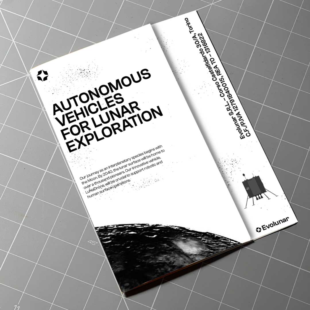 Il pieghevole di presentazione Evolunar: autonomous vehicle for lunar exploration