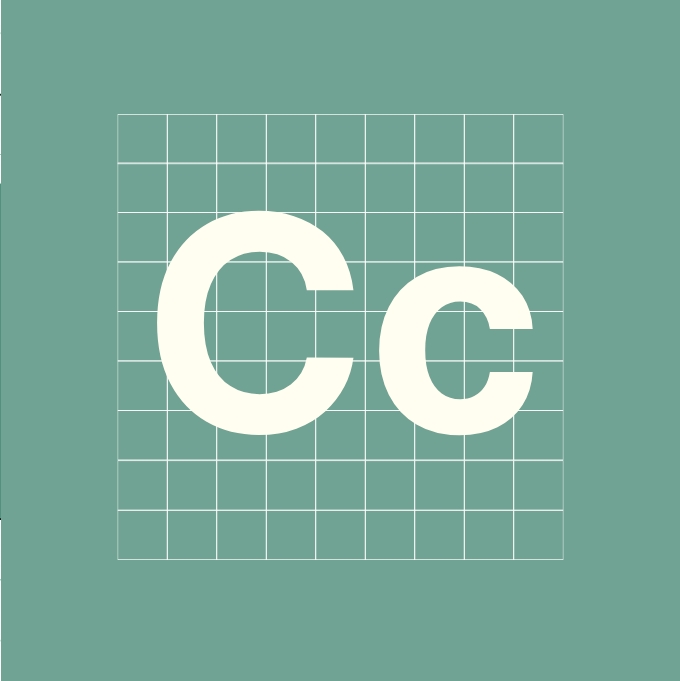 Un particolare della lettare C, utilizzata per il brand Aer San