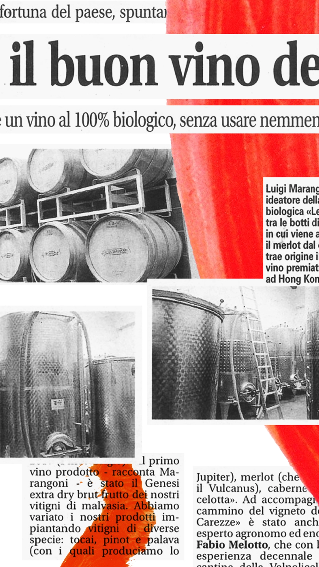 Il dettaglio del video stop motion che raffigura degli articoli di giornale di Fiera Nazionale del Vino