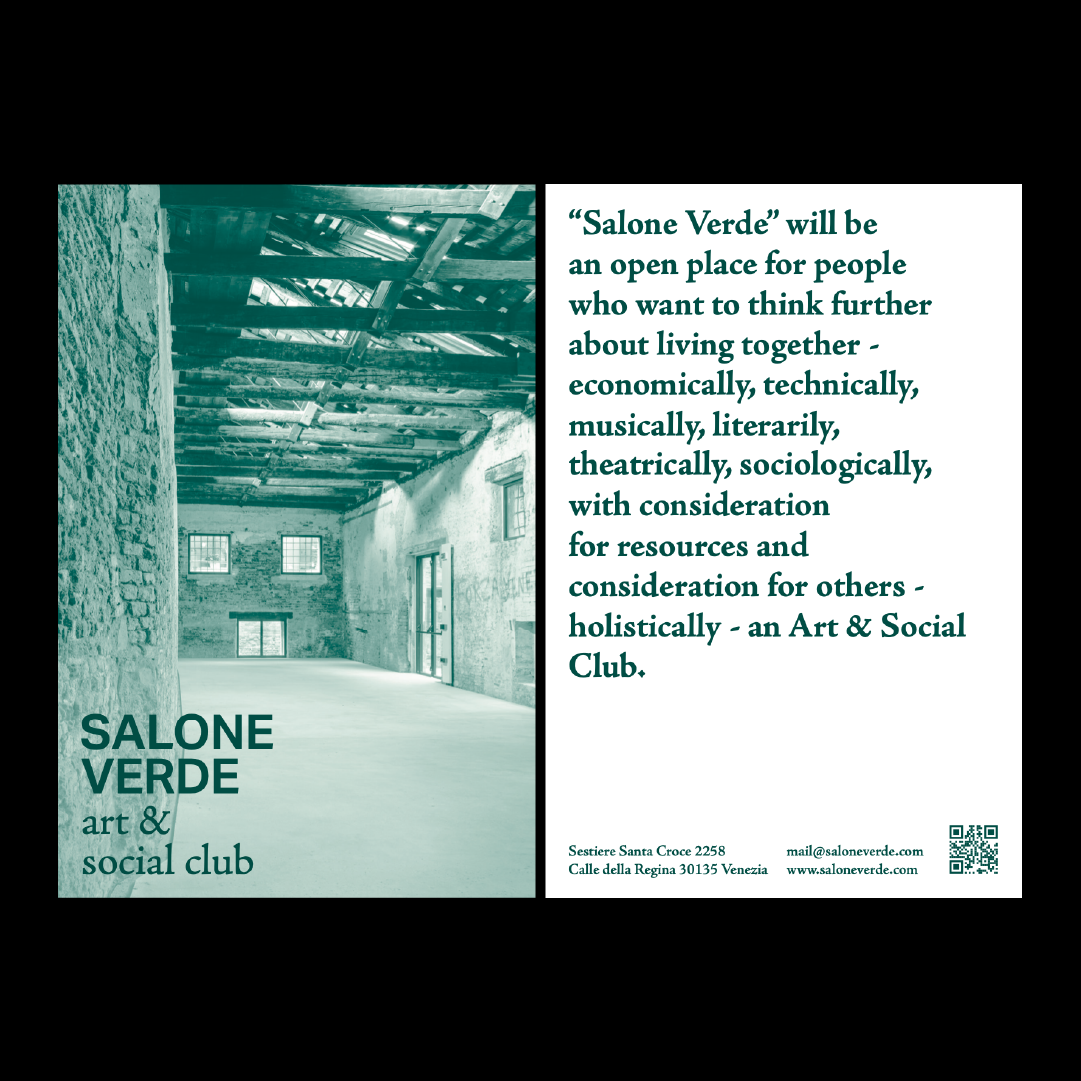 Il fronte e retro di una cartolina progettata per Salone Verde