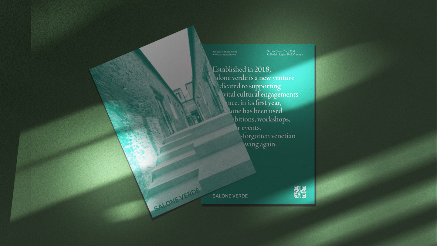 Alcune card per l'inaugurazione di Salone Verde a Venezia