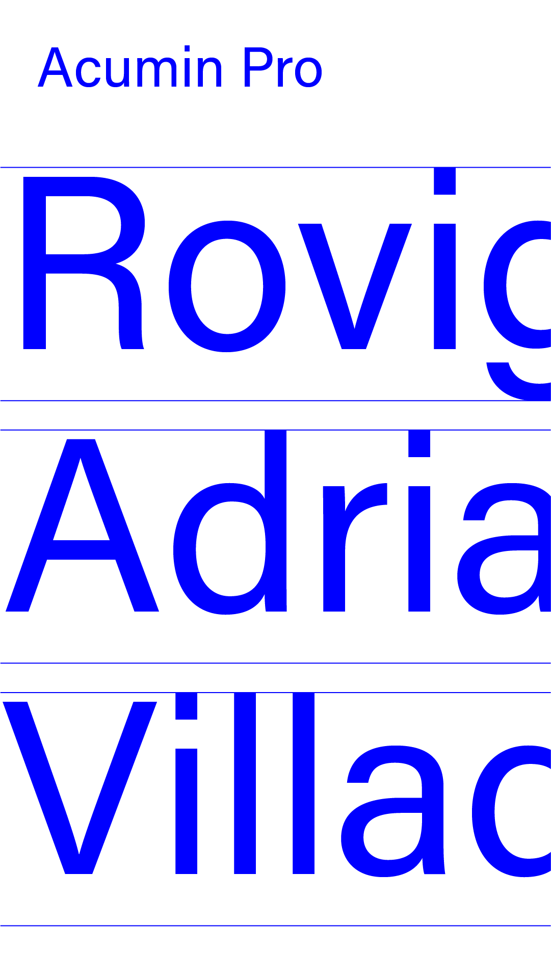 Un dettaglio sull'acumin pro. font utilizzata per il progetto Urban Dataviz