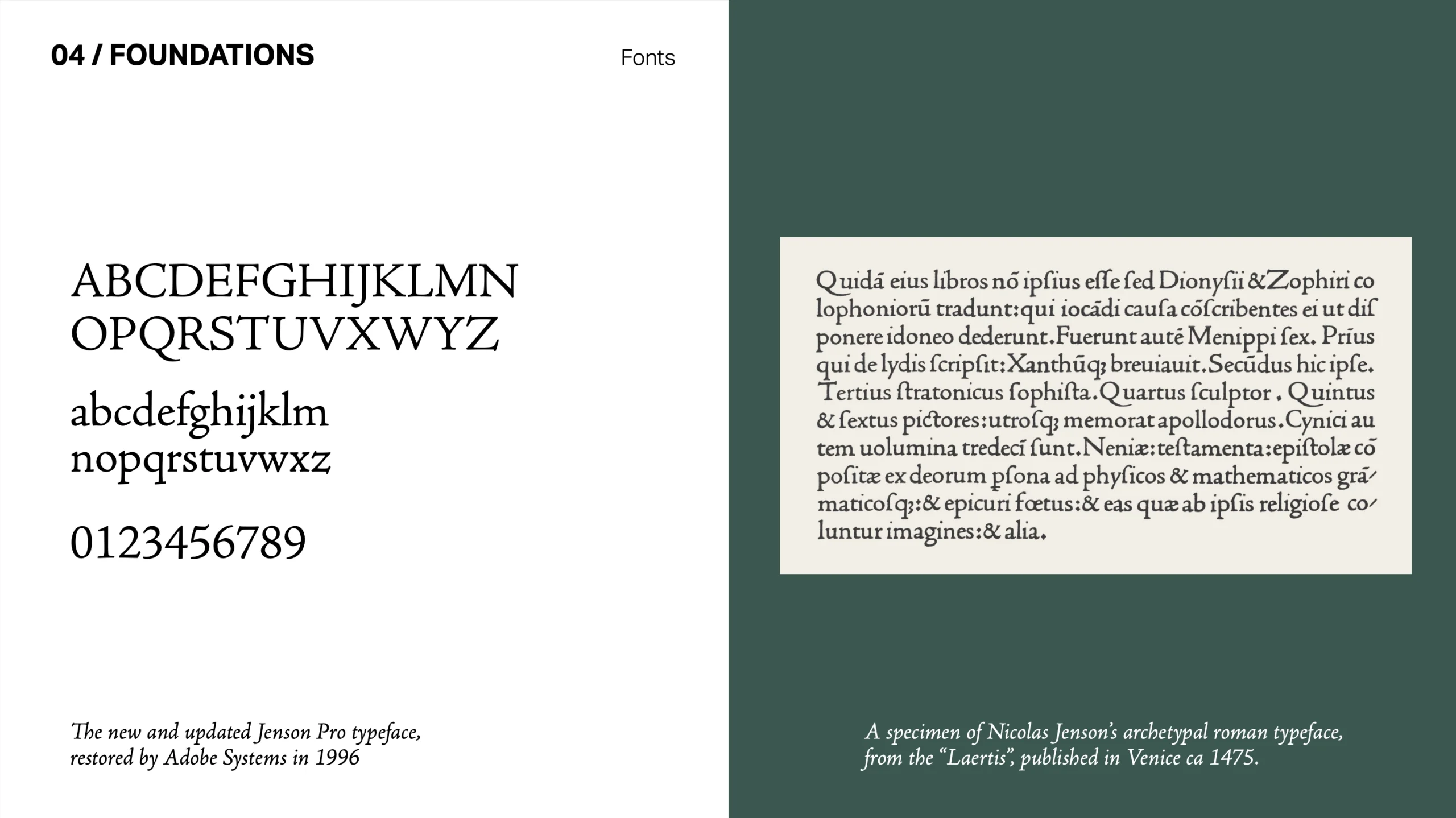 La font Jenson a confronto tra la sua versione originale e quella riadattata per il web