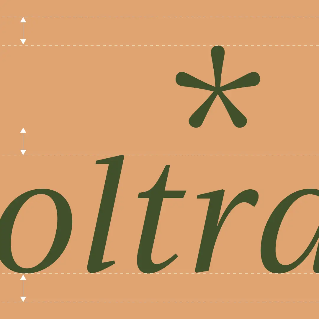 Un dettaglio del logo d'Oltralpe, mostra la spaziatura verticale tra testo e pittogramma