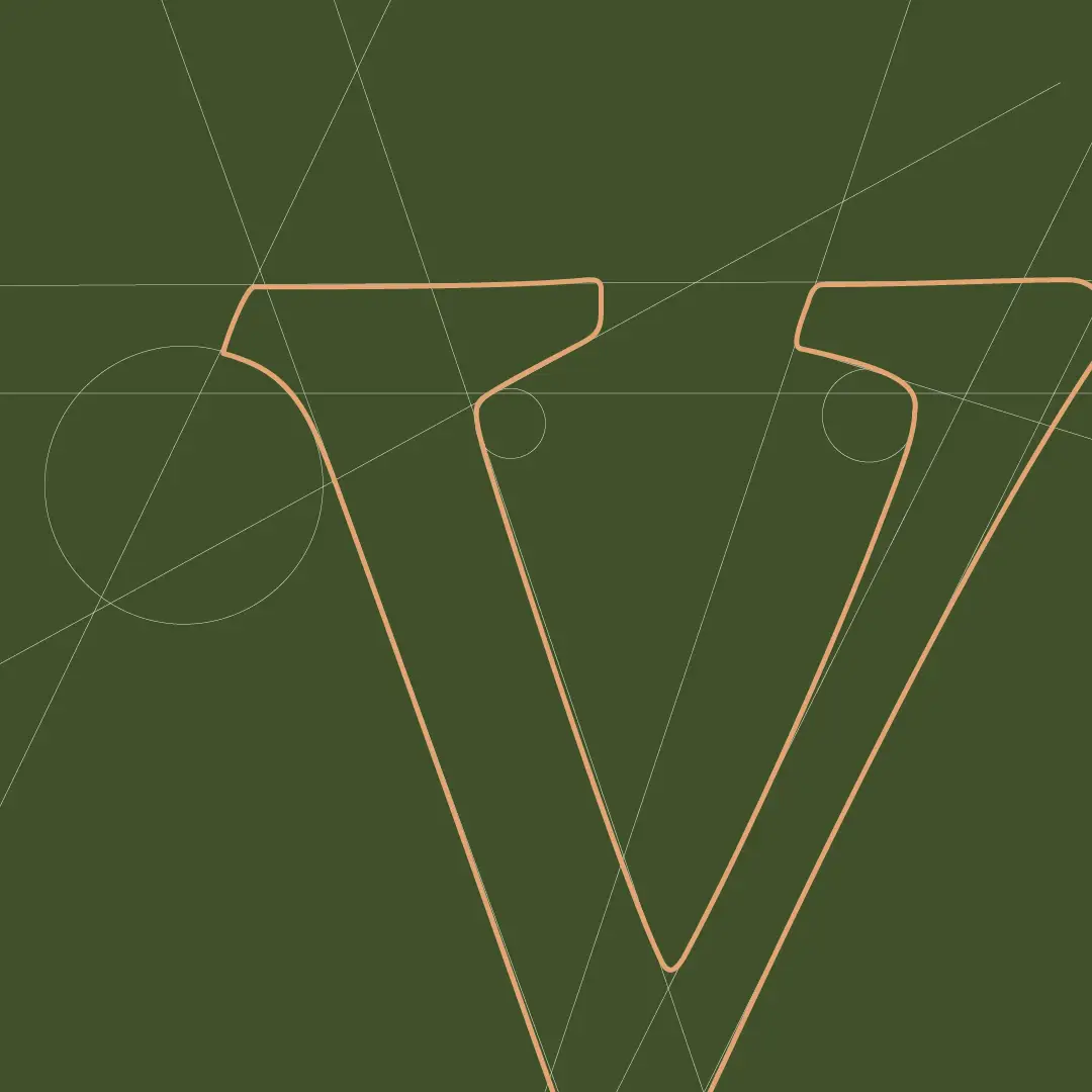 Dettaglio della curvatura della lettera V della font utilizzata per il branding d'oltralpe