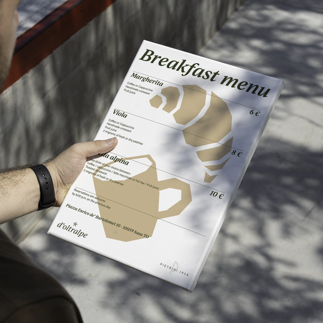 Il menù della colazione della cascina d'Oltralpe, stampato