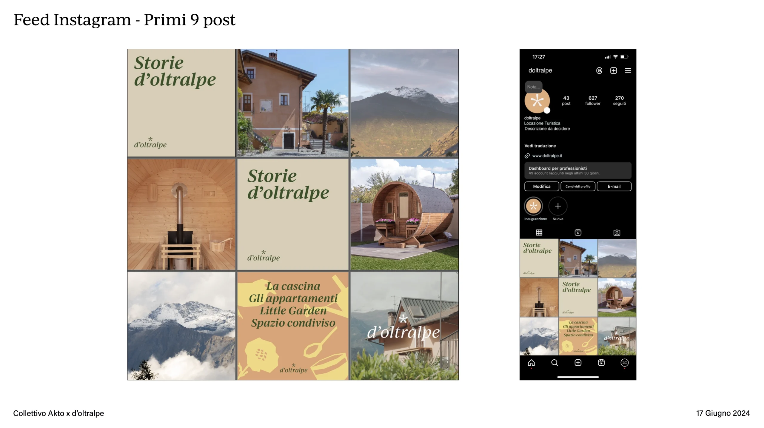 Il feed instagram di Salone Verde, con fotografie, illustrazioni e paesaggi